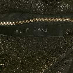 Pre Owned بوديسوت إيلي صعب جيرسي لوريكس أسود وحواف تول مقاس صغير (سمول)