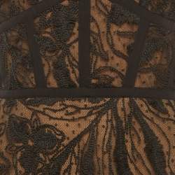 مملوكة مسبقًا فستان إيلي صعب ماكسي واسع تطريز دانتيل أسود مقاس صغير