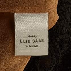 مملوكة مسبقًا فستان إيلي صعب ماكسي واسع تطريز دانتيل أسود مقاس صغير