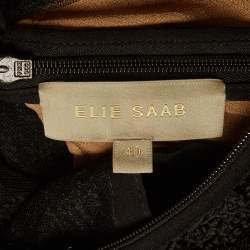 مملوكة مسبقًا فستان إيلي صعب ماكسي واسع تطريز دانتيل أسود مقاس صغير