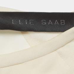Pre Owned Elie Saab Cream Silk and Crepe Ruffled Mini Dress S
