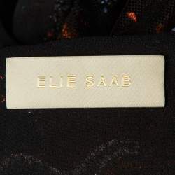 Pre Owned Elie Saab Black Floral Sequin Tulle Embroidered Long Dress L