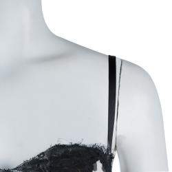 Pre Owned Elie Saab White Lace Detail Polka Dotted Tiered Sleeveless Gown M