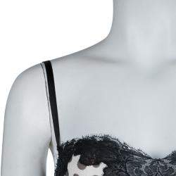 Pre Owned Elie Saab White Lace Detail Polka Dotted Tiered Sleeveless Gown M