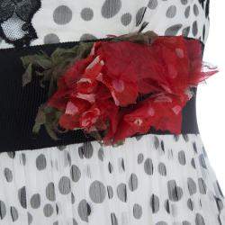 Pre Owned Elie Saab White Lace Detail Polka Dotted Tiered Sleeveless Gown M