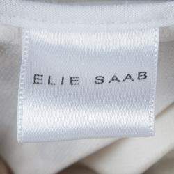 Pre Owned Elie Saab White Lace Detail Polka Dotted Tiered Sleeveless Gown M