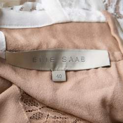 Pre Owned Elie Saab White Embroidered Lace Sleeveless Maxi Dress S