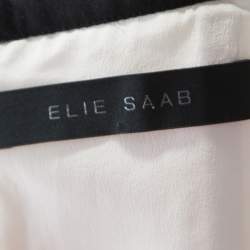 Pre Owned Elie Saab White Floral Printed Silk Satin Strapless Evening Gown S