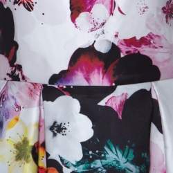 Pre Owned Elie Saab White Floral Printed Silk Satin Strapless Evening Gown S