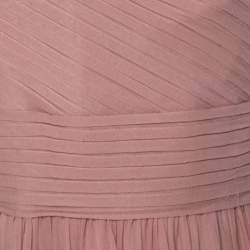 Pre Owned Elie Saab Dusty Pink Silk Chiffon Pleated Bodice One Shoulder Gown S