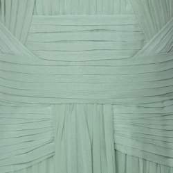 Pre Owned Elie Saab Mint Green Silk Georgette Pleated Dress S
