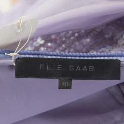 Pre Owned Elie Saab Lilac Silk Cape Sleeve Gathered Detail Evening Gown S