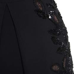 Pre Owned Elie Saab Black Crepe Tulle Embellished Sleeveless Maxi Gown S