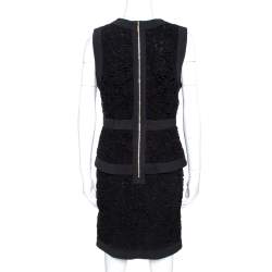 Pre Owned Elie Saab Black Floral Guipure Lace Layered Dress M
