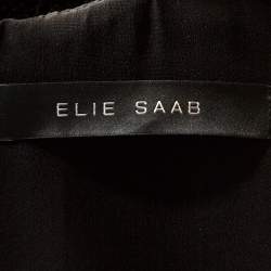 Pre Owned Elie Saab Black Floral Guipure Lace Layered Dress M