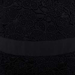Pre Owned Elie Saab Black Floral Guipure Lace Layered Dress M
