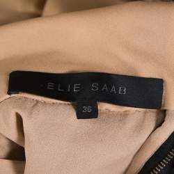 Pre Owned Elie Saab Black Honeycomb Mesh Striped Mini Dress XS