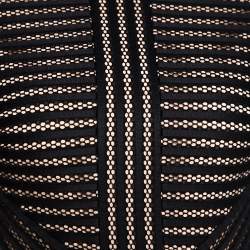 Pre Owned Elie Saab Black Honeycomb Mesh Striped Mini Dress XS