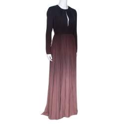 مملوكة مسبقًا Elie Saab Pink Ombre Silk Georgette Gathered Long Dress S