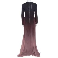 مملوكة مسبقًا Elie Saab Pink Ombre Silk Georgette Gathered Long Dress S