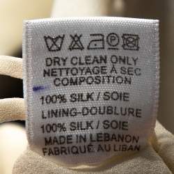 Pre Owned Elie Saab Monochrome Striped Silk Floral Print Halter Maxi Dress M