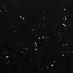 Elie Saab Black Silk Sequin Embellished Sheer Kaftan Top L
