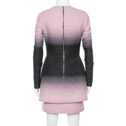 Pre Owned Elie Saab Pink Ombre Ribbed Layered Dress S