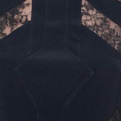 مملوكة مسبقًا Elie Saab Black Crepe Lace Detail Sheath Dress S