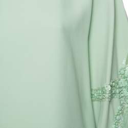 Pre Owned Elie Saab Mint Green Crepe Sequin Embellished Wide Sleeve Detail Top M