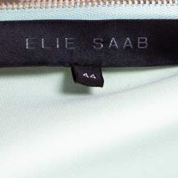 Pre Owned Elie Saab Mint Green Crepe Sequin Embellished Wide Sleeve Detail Top M
