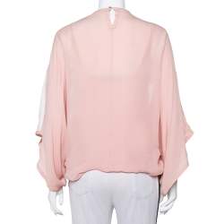 مملوكة مسبقًا Elie Saab Pale Pink Semi-Sheer Sequin Embellished Oversized Top XS