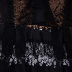 Elie Saab Black Lace Short Sleeve Peplum Top XS