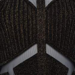 Pre Owned Elie Saab Black Lurex Knit & Tulle Paneled Flared Mini Dress M