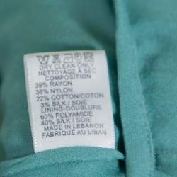 Pre Owned Elie Saab Turquoise Blue Embroidered Lace Overlay Detail Tiered Maxi Dress M