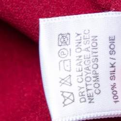 Pre Owned Elie Saab Burgundy Silk Cape Sleeve Detail Cold Shoulder Belted Ruffled Gown XS