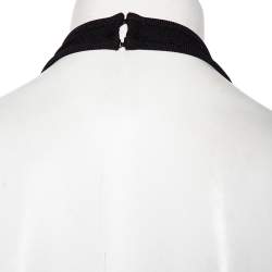 Pre Owned Elie Saab Green Embroidered Lurex Knit & Lace Trim Body Suit & Skirt Set S