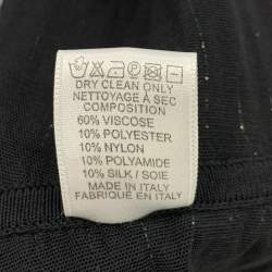 Pre Owned Elie Saab Green Embroidered Lurex Knit & Lace Trim Body Suit & Skirt Set S