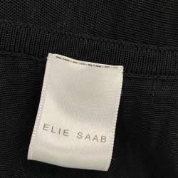 Pre Owned Elie Saab Green Embroidered Lurex Knit & Lace Trim Body Suit & Skirt Set S