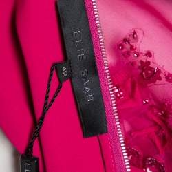 Pre Owned Elie Saab Pink Silk Embellished Floral Applique Sleeveless Gown S