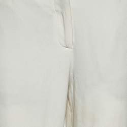 Elie Saab White Crepe & Lace Trim Trousers S