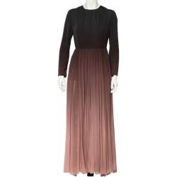 Elie Saab Brown Ombre Silk Draped Maxi Dress M