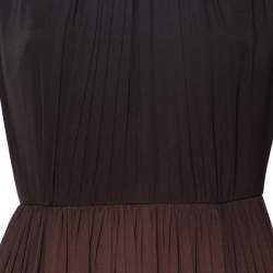 Elie Saab Brown Ombre Silk Draped Maxi Dress M