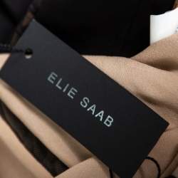 Pre Owned Elie Saab Black Crepe & Lace Trimmed Asymmetrical Hem Midi Dress S