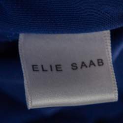 Pre Owned Elie Saab Blue Jersey Draped One Shoulder Gown S