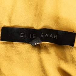 Pre Owned Elie Saab Yellow Crepe Cape Detailed Maxi Dress L