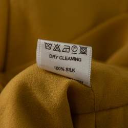 Pre Owned Elie Saab Yellow Crepe Cape Detailed Maxi Dress L