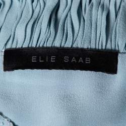 Pre Owned Elie Saab Blue Sequin Embellished Silk Ruffled Short Dress M