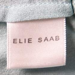 Pre Owned Elie Saab Light Blue Lace & Silk Georgette Sleeveless Maxi Dress S