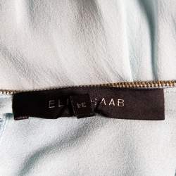 Pre Owned Elie Saab Light Blue Lace & Silk Georgette Sleeveless Maxi Dress S