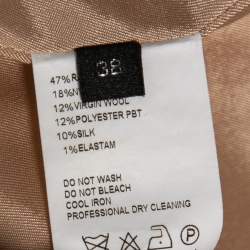 Pre Owned Elie Saab Peach Crepe & Lace Inset Midi Dress S